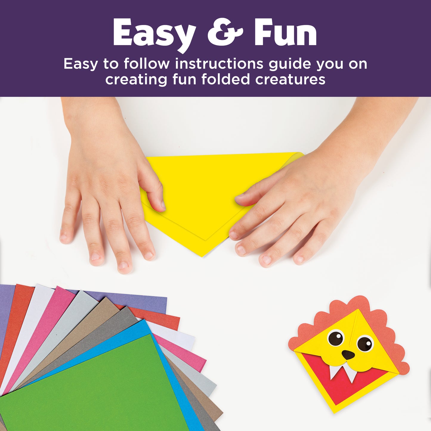 Easy paper folding activity for creating animal corner bookmarks