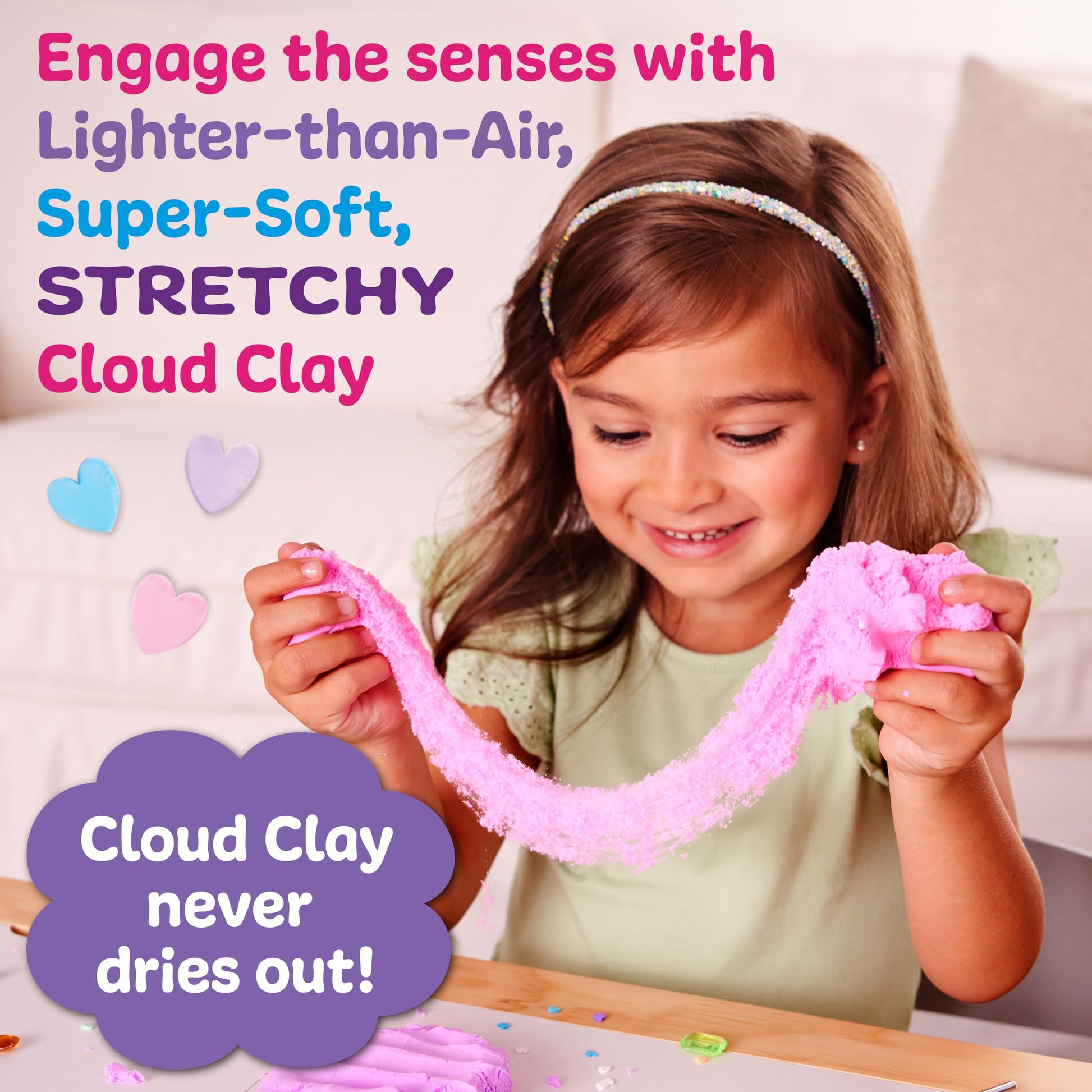 Child playing with stretchy cloud clay from the Princess Sensory Pack
