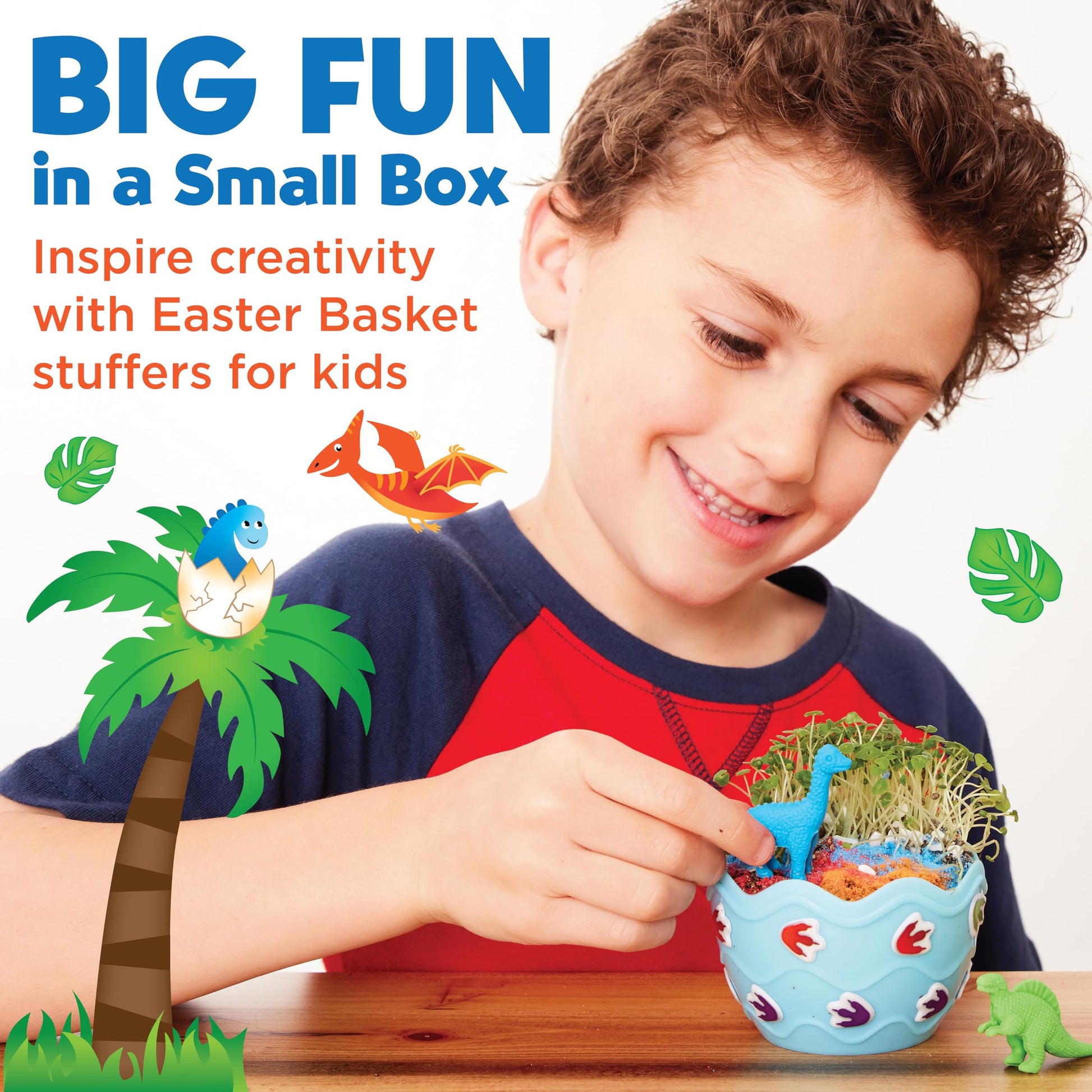 Child enjoying hands-on play with the Dinosaur Mini Garden