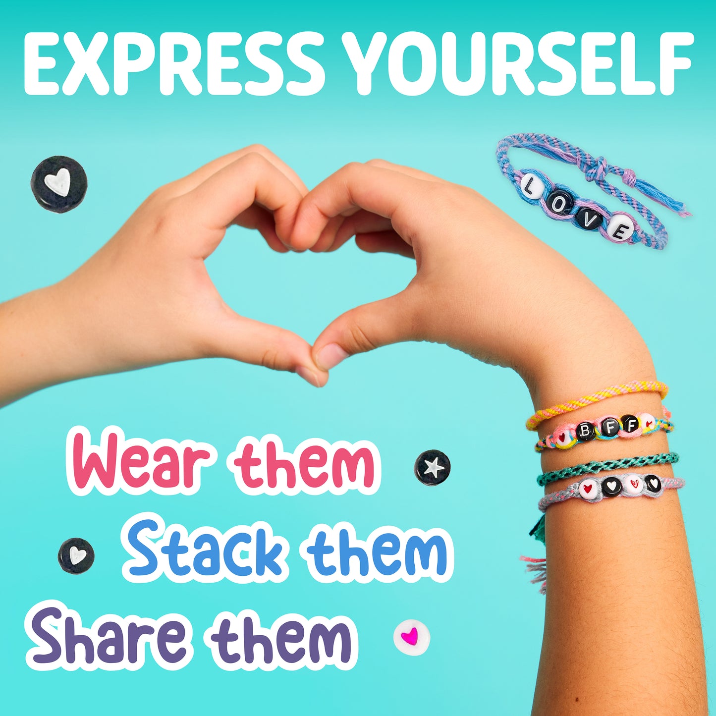 Friendship bracelets designed for kids to express themselves and share with friends