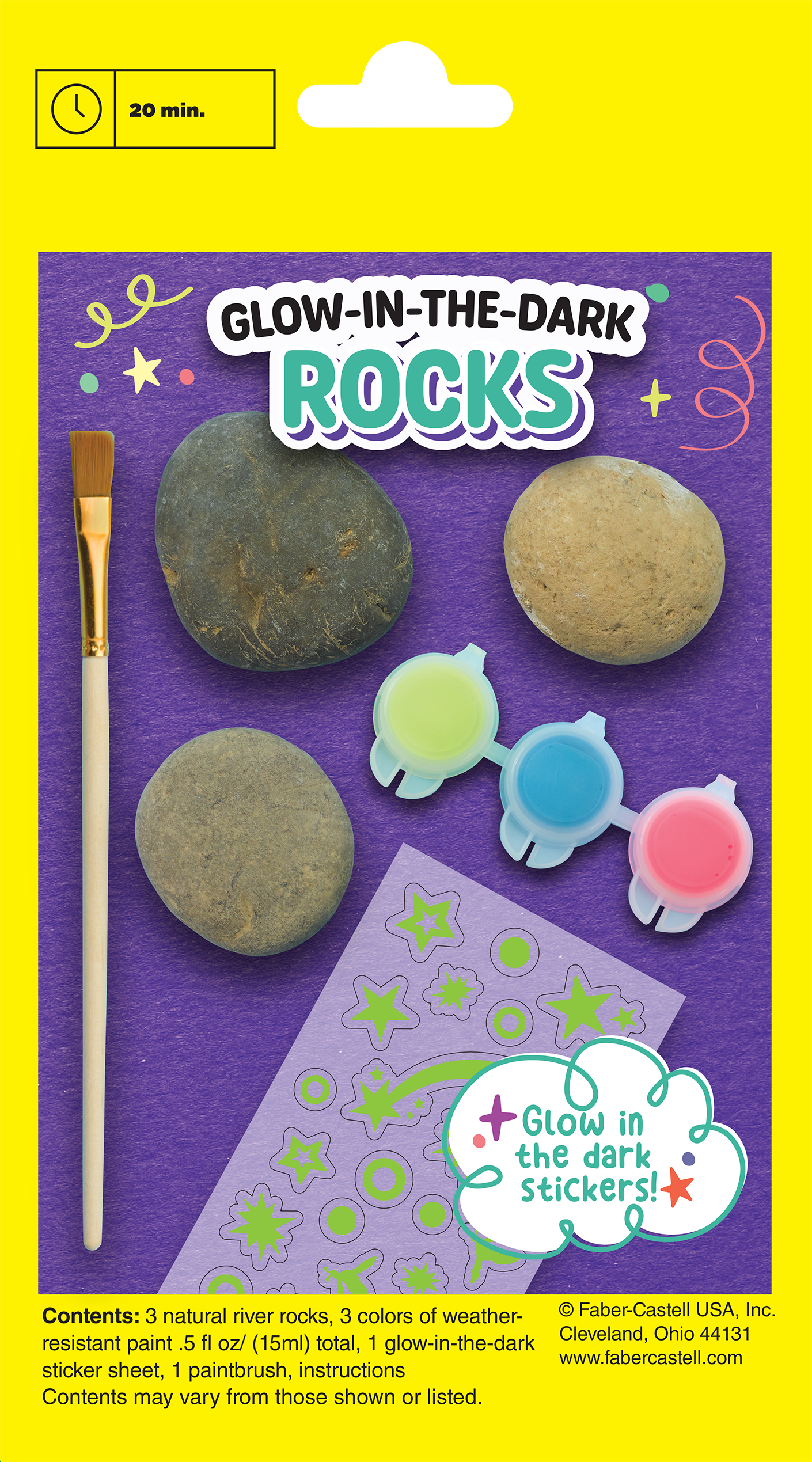 Glow in the Dark Rock Painting kit packaging for kids