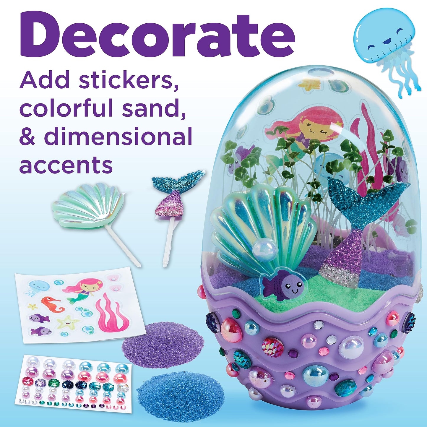 Mermaid Mini Garden with colourful stickers and underwater decorations