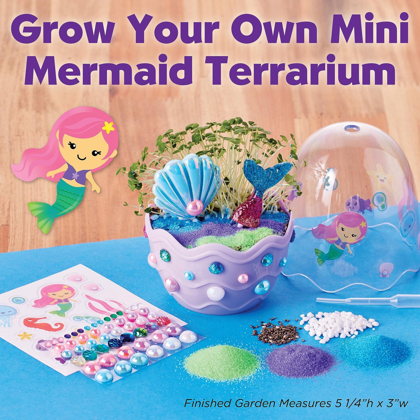 Grow your own Mermaid Mini Garden with quick-growing chia seeds and underwater decorations