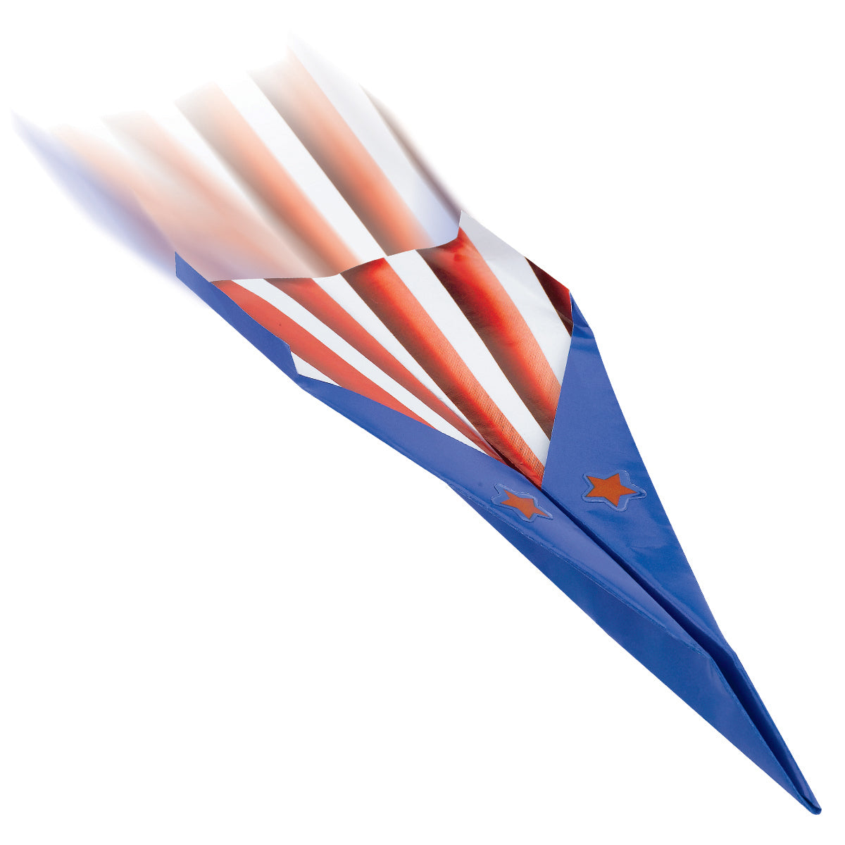 Finished colourful paper airplane made with the Paper Airplane Squadron craft kit