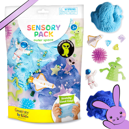 Creativity for Kids Space Sensory Pack with stretchy cloud clay, aliens and outer space accessories