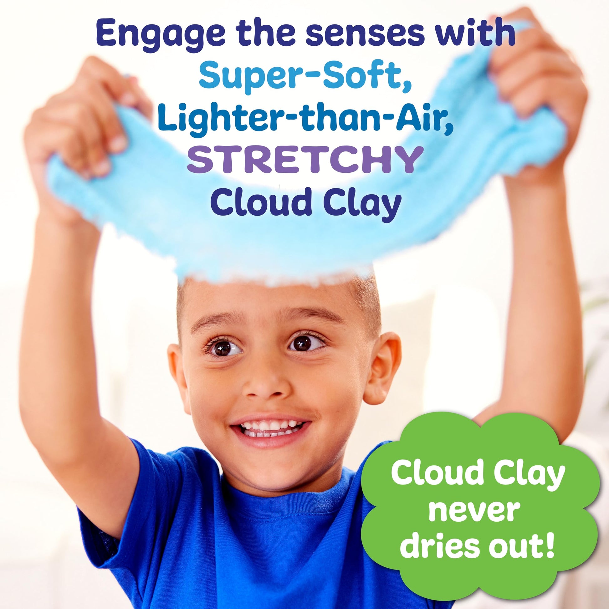 Child playing with super-soft stretchy cloud clay from the Space Sensory Pack