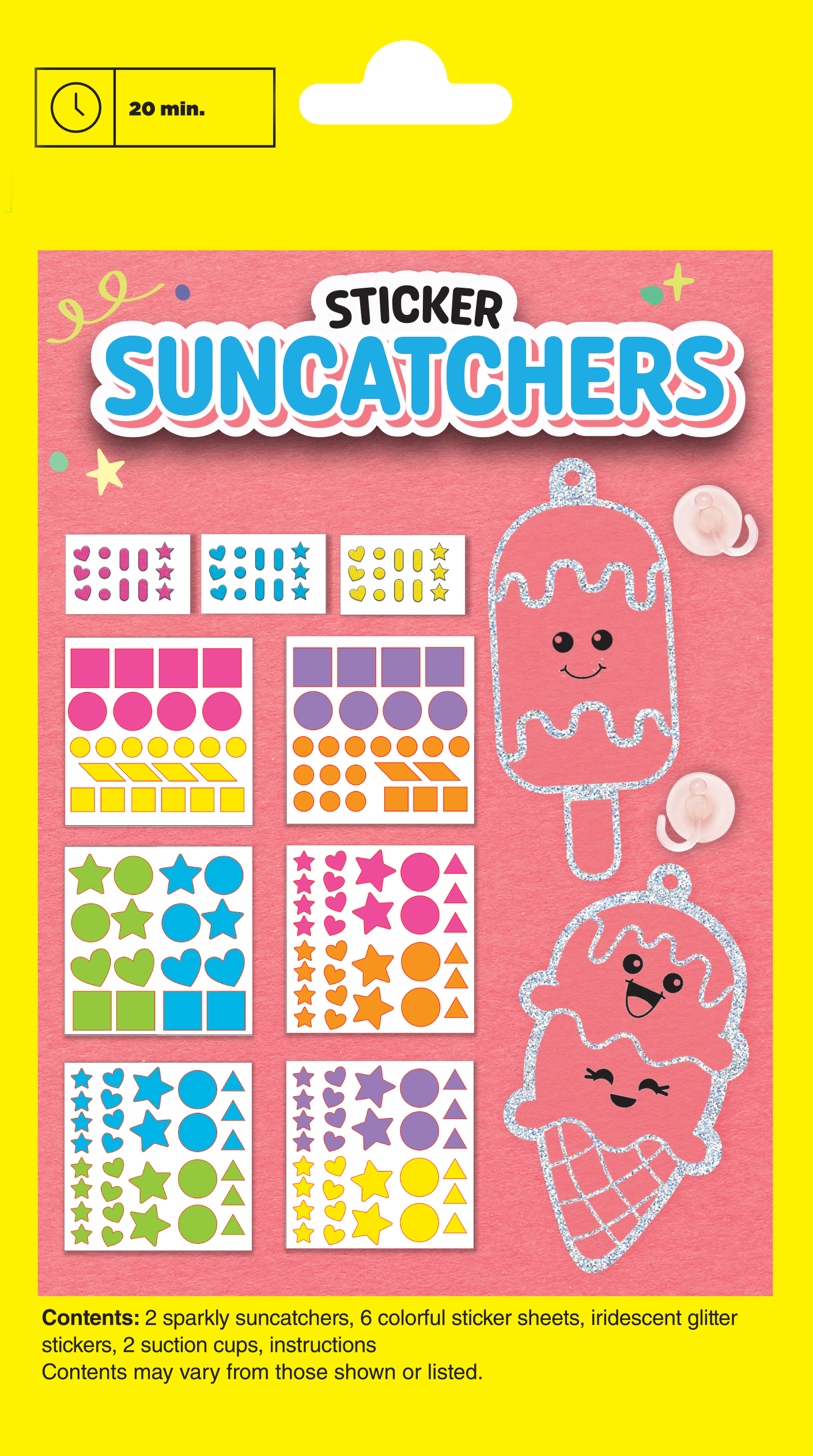 Sticker Suncatchers craft kit packaging showing colourful peel-and-stick window art activity