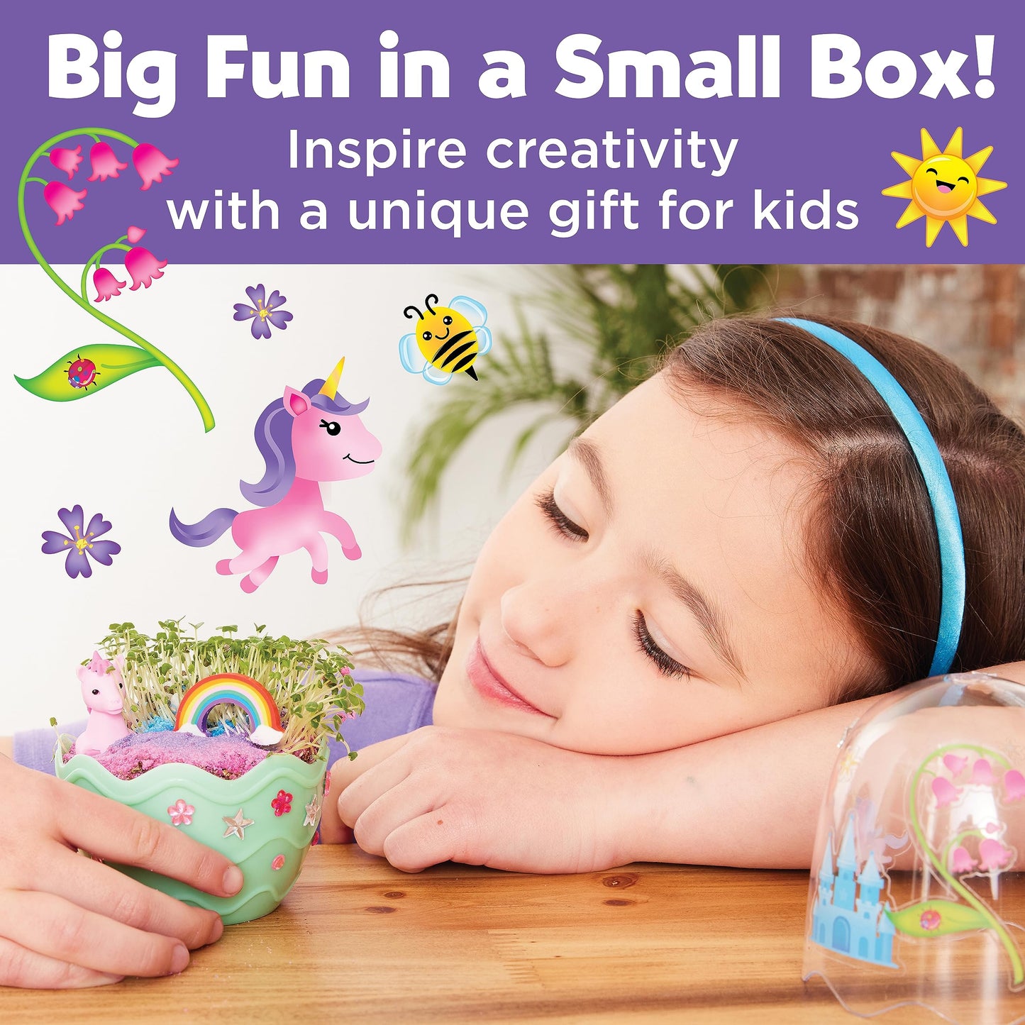 Child enjoying hands-on play with the Unicorn Mini Garden