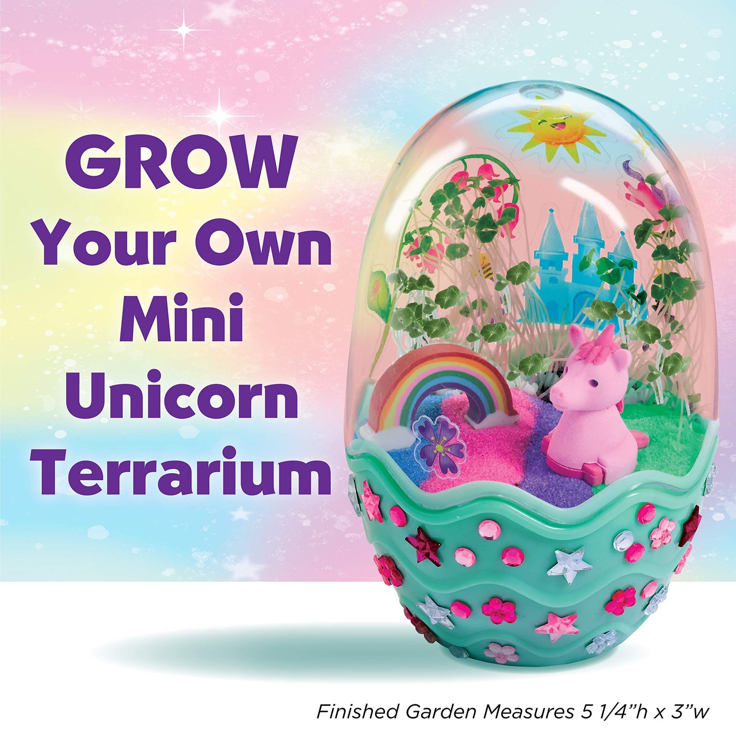 Grow your own Unicorn Mini Garden with chia seeds, unicorn and rainbow decorations