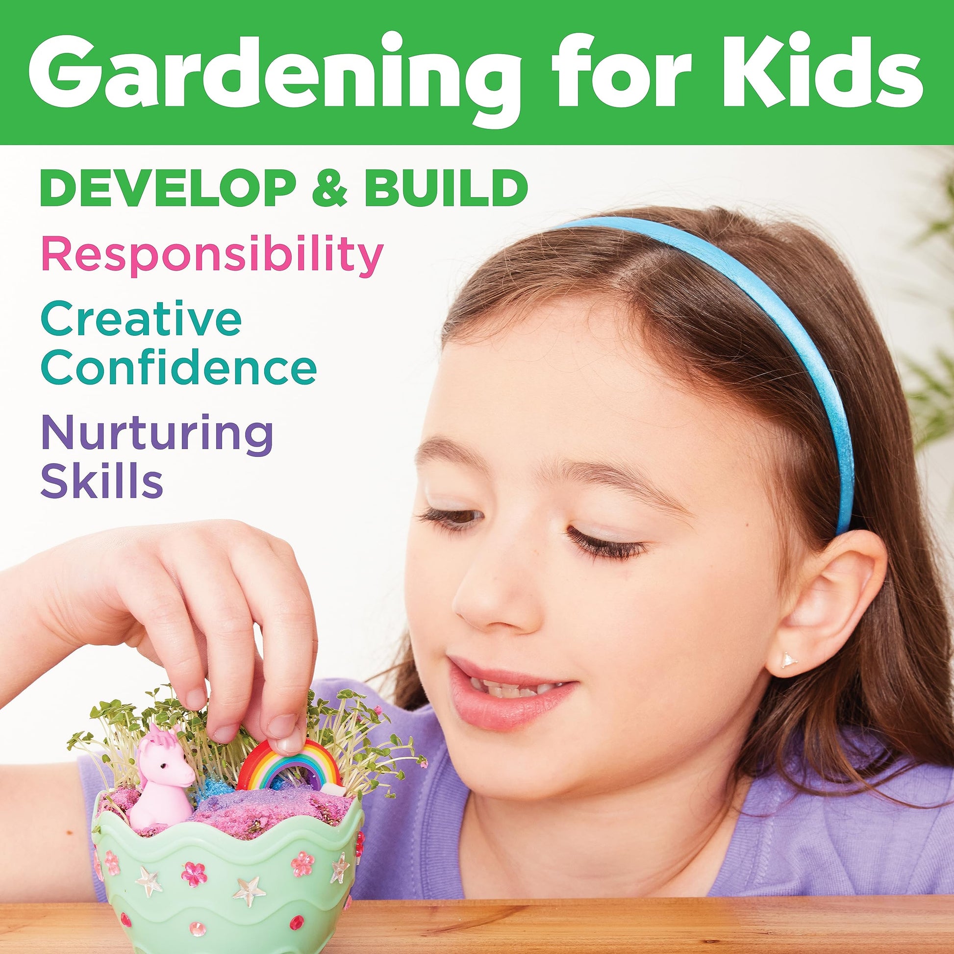 Child enjoying a Unicorn Mini Garden activity designed to develop nurturing skills