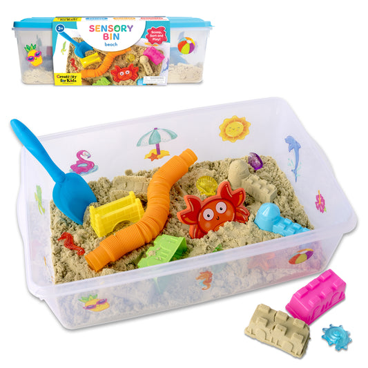 Creativity for Kids Beach Sensory Bin sand and seaside sensory play kit