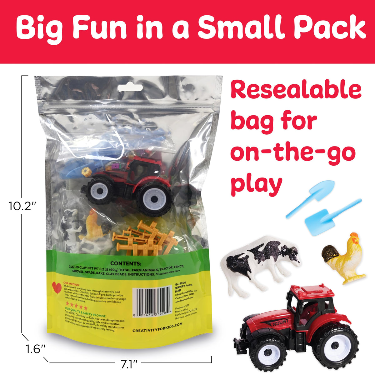 Portable Farm Sensory Pack in resealable packaging for travel and storage